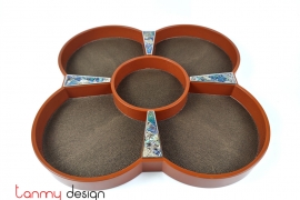 Flower-shaped orange lacquer tray 43*43*H4cm